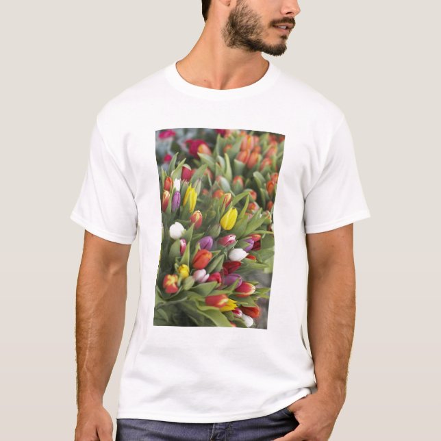T-shirts Grupos de tulipas coloridas (Frente)