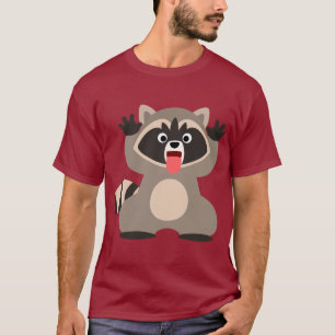 T-shirts Guaxinim bonito dos desenhos animados que cola