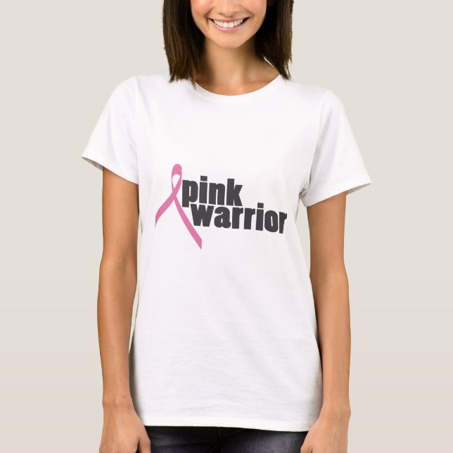 T-shirts guerreiro cor-de-rosa (cancro da mama) (Frente)