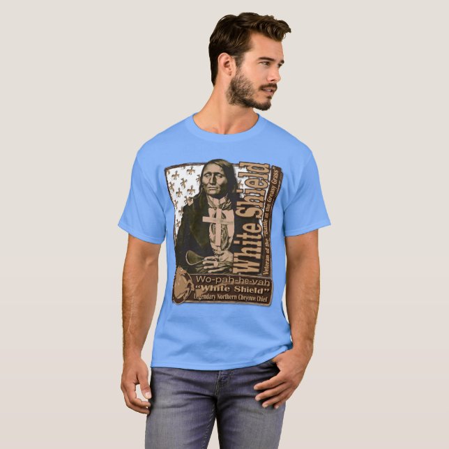 T-shirts Guerreiro do norte de Cheyenne do protetor branco (Frente Completa)