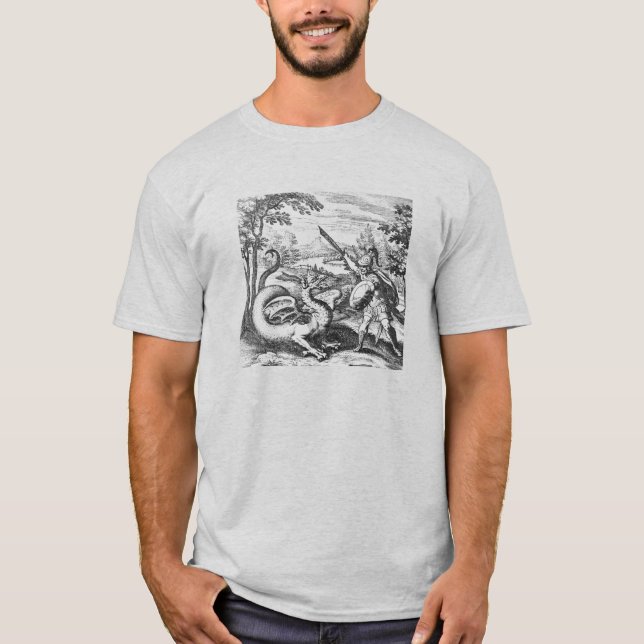 T-shirts Guerreiro Dragão Medieval (Frente)