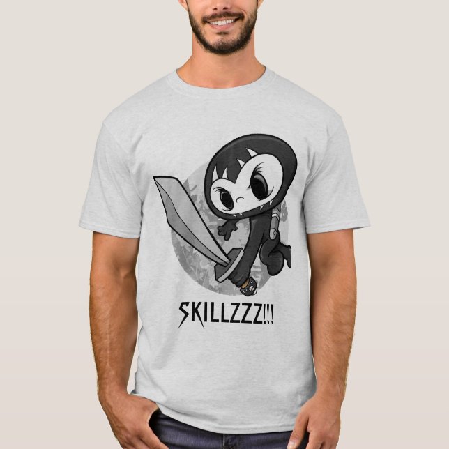 T-shirts Guerreiro "SKILLZZZ de Ninja do crânio da (Frente)