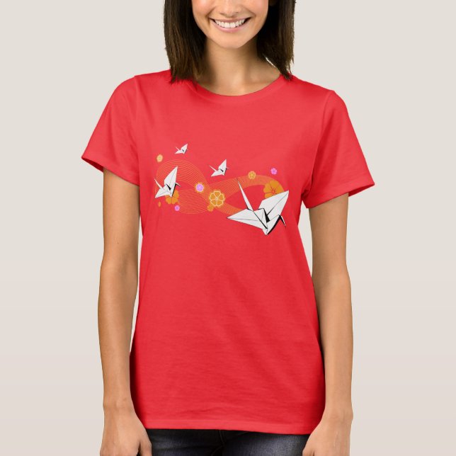 T-shirts Guindastes de Origami (Frente)