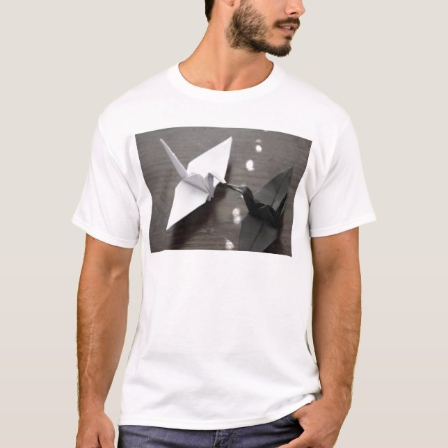 T-shirts guindastes românticos do origami (Frente)