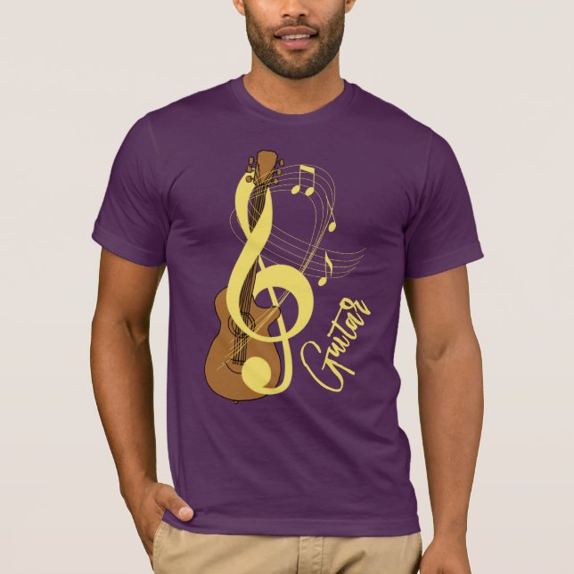 T-shirts Guitar Treble Clef Fun Music Notes Graphic (Frente)