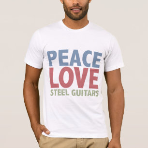 T-shirts Guitarra de aço do amor da paz