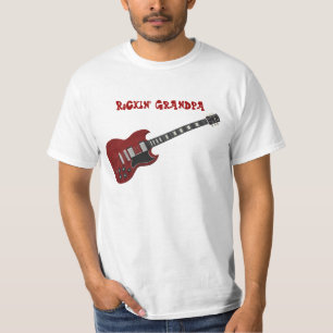 T-shirts Guitarra do vovô de Rockin, a vermelha & a preta