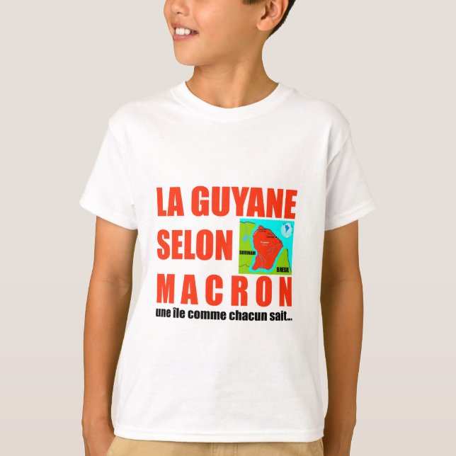 T-shirts Guyane selon Macron est une île (Frente)