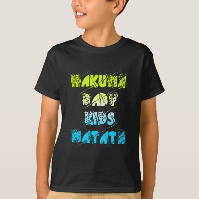 T-shirts Hakuna Matata Baby Kids Feliz Cores Impressão de A (Frente)