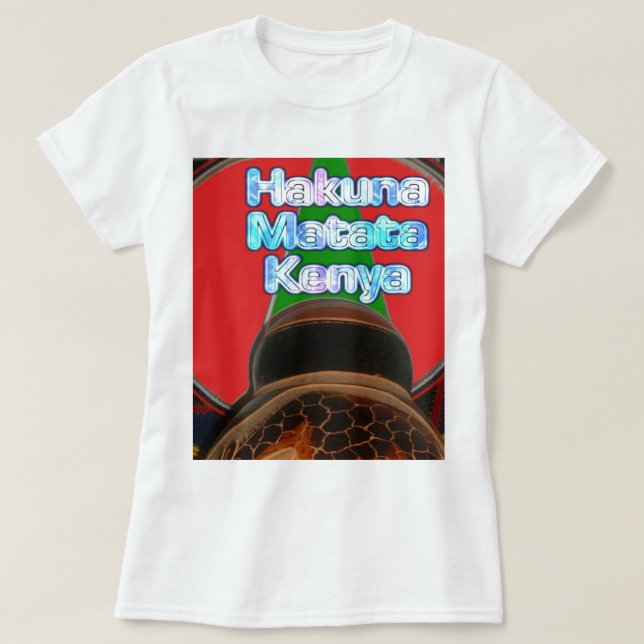 T-shirts Hakuna Matata Kenya Art Impressão (Frente do Design)