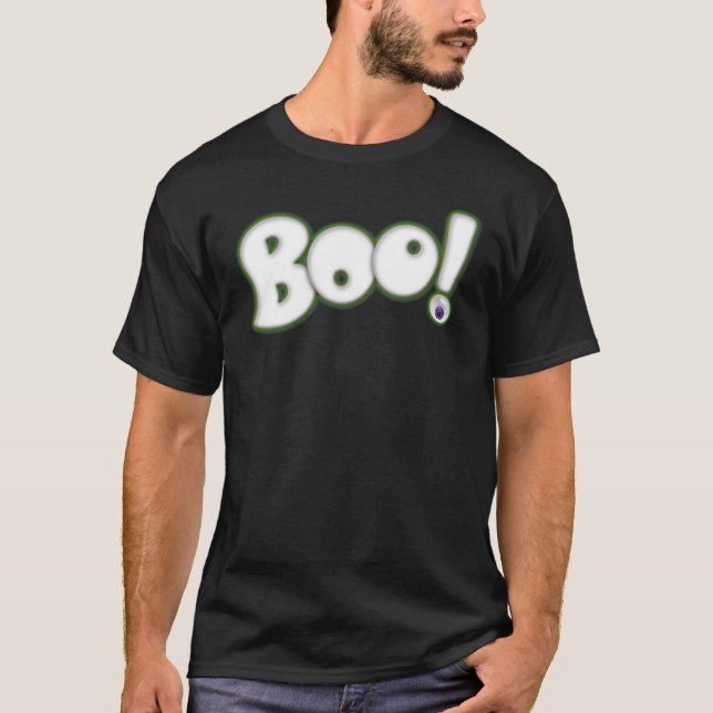 T-shirts Halloween Boo Cartoon Lettering Ghost Eyeball (Frente)