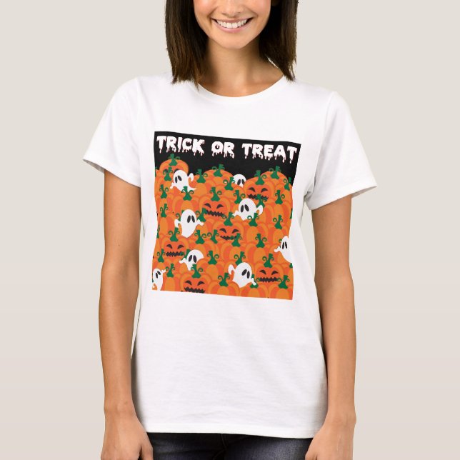 T-shirts Halloween Fantasmas Assombrados Pumpkin Patch (Frente)