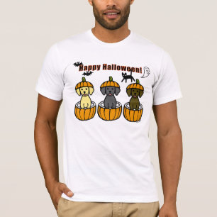 T-shirts Halloween Labrador Puppies e Pumpkins