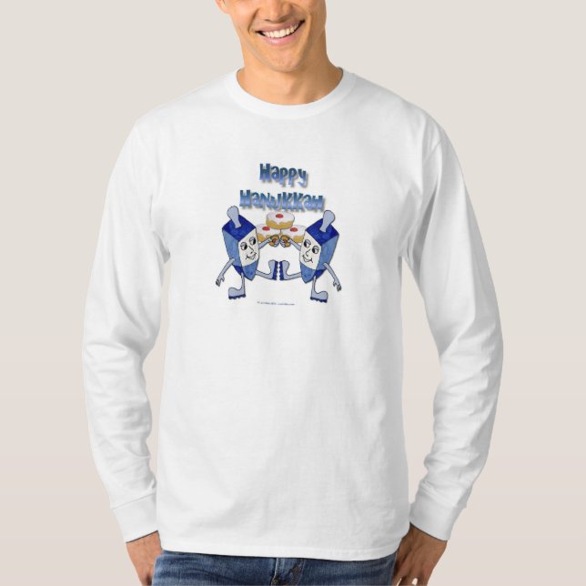 T-shirts Hanukkah Dancing Dreidels e Jelly Doughnut (Frente)