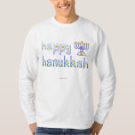 T-shirts Hanukkah feliz<br><div class="desc">As estrelas Twinkly sublinham o poder maravilhoso da luz… Escolha uma cor diferente do fundo se você gosta. E Hanukkah feliz!</div>