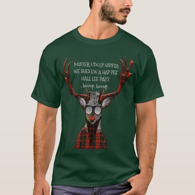 T-shirts Hap Pee Hall Lee Dayz Engraçado Hipster Deer (Frente)