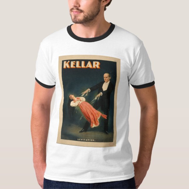 T-shirts Harry Kellar executa a mágica da levitação 1895 (Frente)