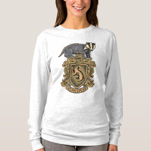 T-shirts Harry Potter | Brasão da Hufflepuff com Texugo (Frente)