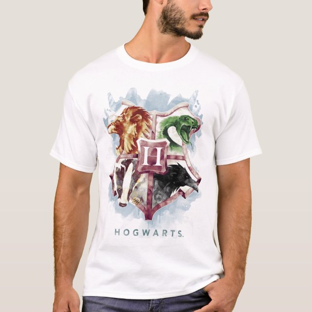 T-shirts Harry Potter | Brasão de HOGWARTS™ Aquarela (Frente)