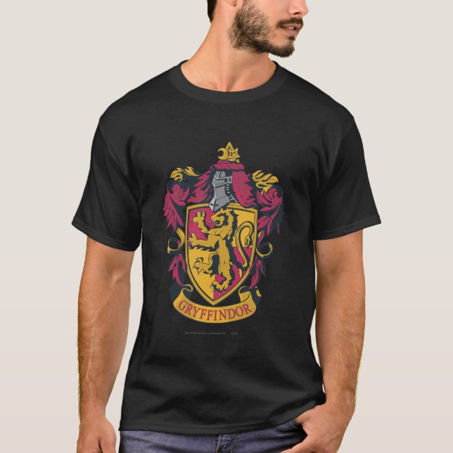 T-shirts Harry Potter | Gryffindor Crest Dourado e Vermelho (Frente)