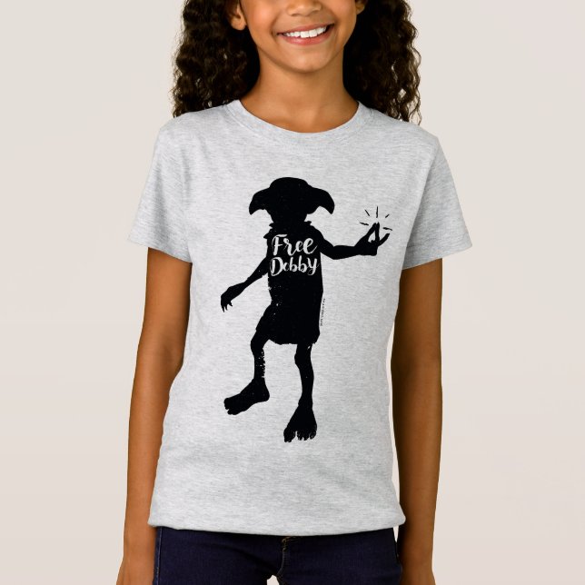 T-shirts Harry Potter | "Libere Dobby" Silhueta Tipografia (Frente)