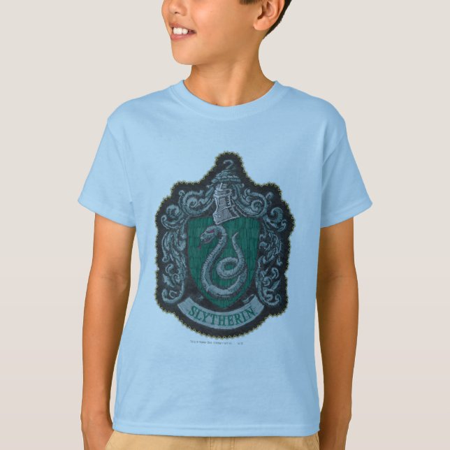 T-shirts Harry Potter | Retro Mighty Slytherin Crest (Frente)