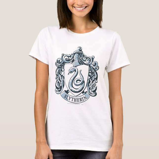 T-shirts Harry Potter | Slytherin Crest - Ice Blue (Frente)