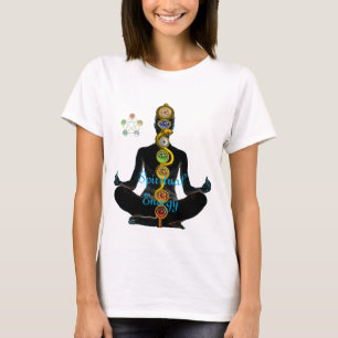 T-SHIRTS HASTE DE ASCLEPIUS 7 CHAKRAS, POSE DE LOTUS DA