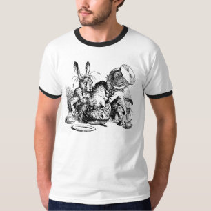 T-shirts Hatter louco e lebre de março que dunking o