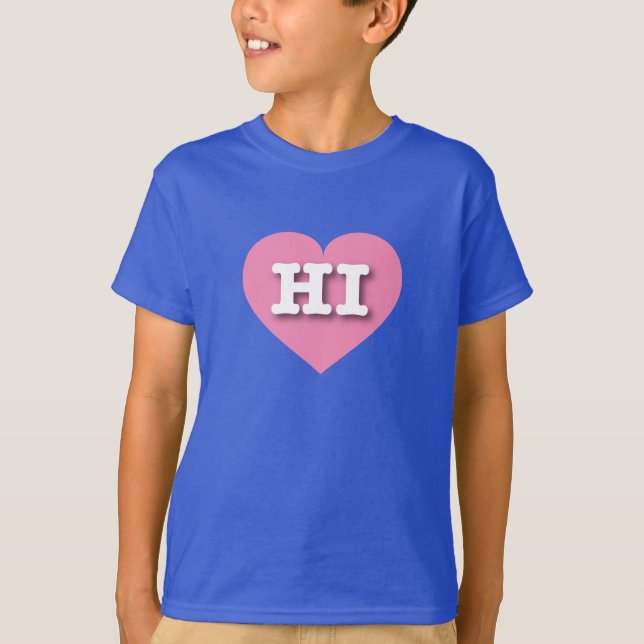 T-shirts Hawaii Pink Heart - Eu amo HI (Frente)