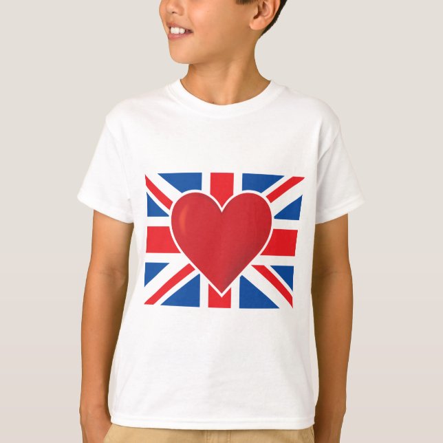 T-shirts Heart British Flag (Frente)