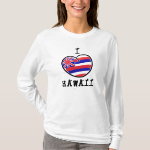 T-shirts Heart Hawaii, bandeira estadual, senhoras hoodie