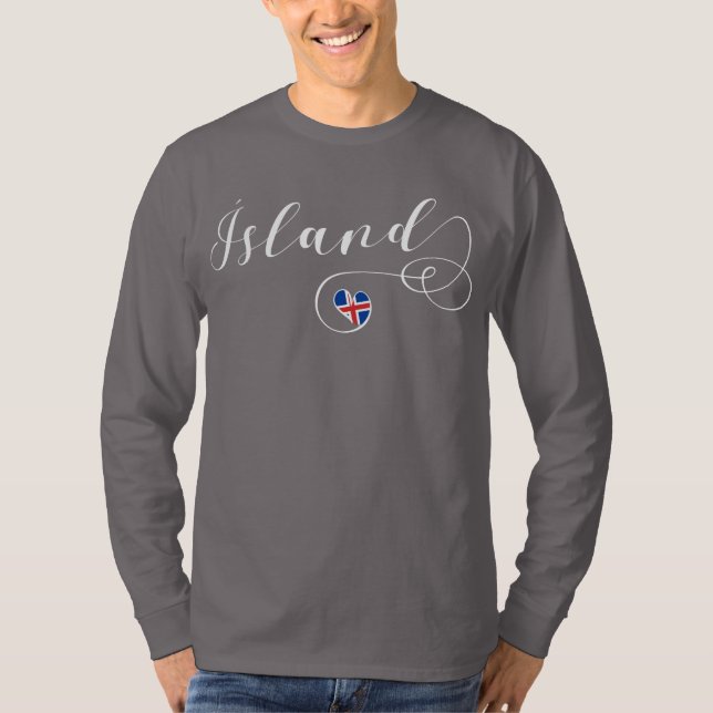 T-shirts Heart Island Camiseta, Ísland (Frente)