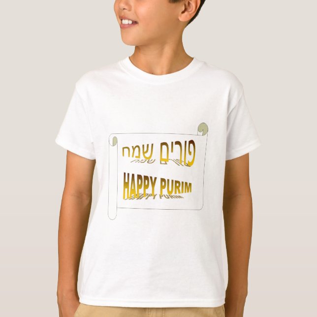 T-shirts Hebraico feliz de Purim - de Purim Sameach (Frente)