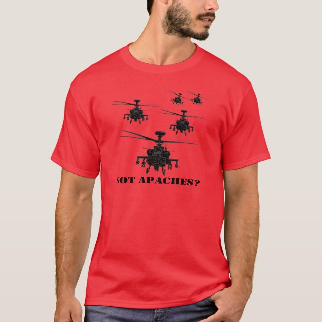 T-shirts Helicóptero impressionante de Apache (Frente)