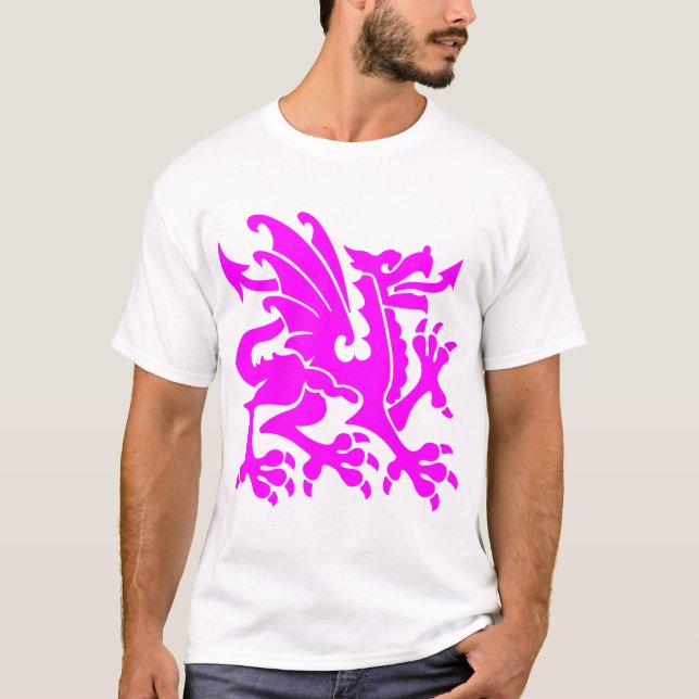 T-shirts Heraldic Dragon 01 - Magenta (Frente)