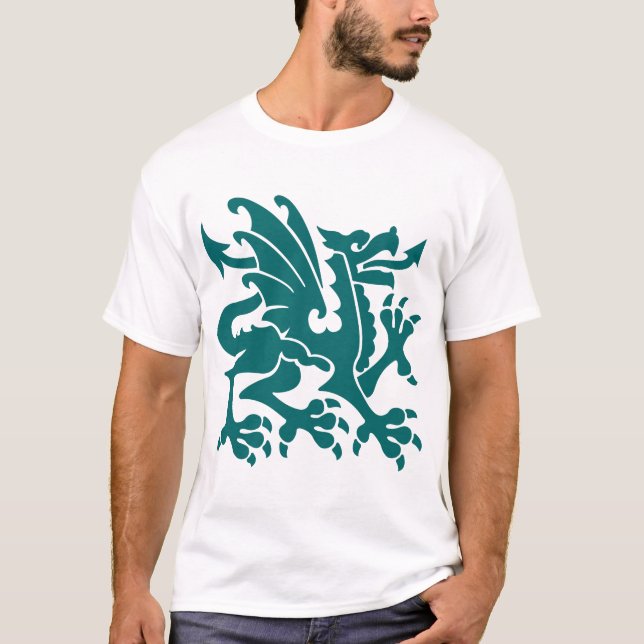 T-shirts Heraldic Dragon 01 - Moss Green (Frente)
