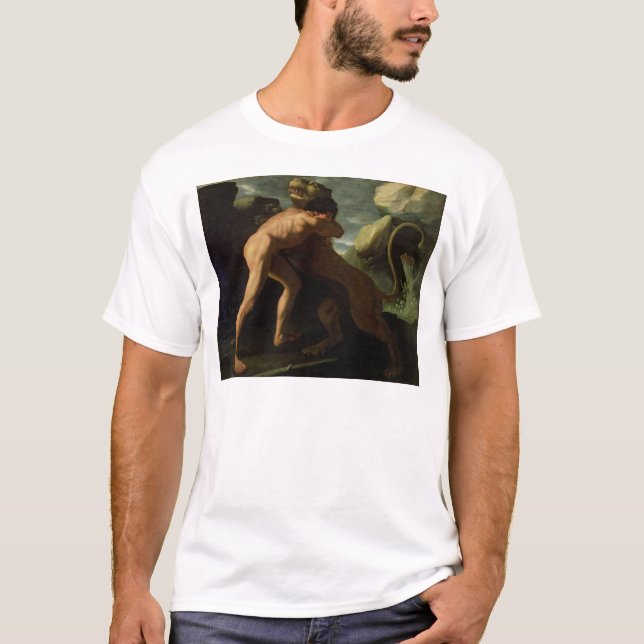 T-shirts Hercules que luta com o leão de Nemean (Frente)