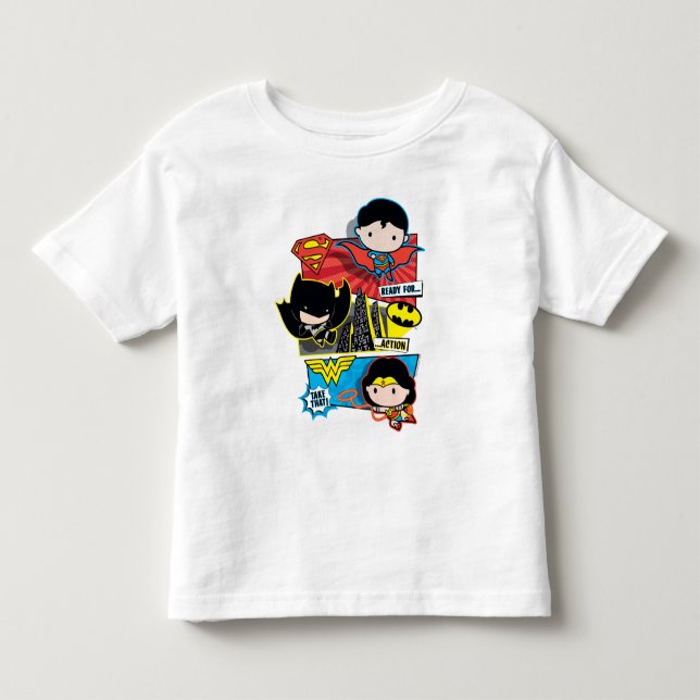 T-shirts Heróis Chibi Prontos Para Ação! (Frente)