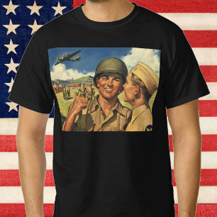 T-shirts Heróis Patrióticos Vintage, Homens de Avião Milita
