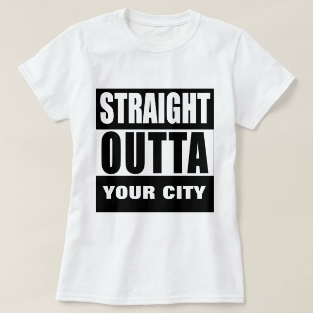 T-shirts HETERO OUTTA [SUA CIDADE ou CIDADE] (Frente do Design)