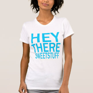 T-shirts "Hey lá V-Pescoço do material doce"