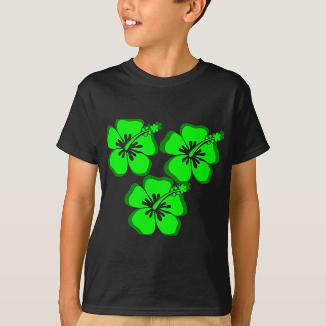T-shirts hibiscus de néon da flor (Frente)
