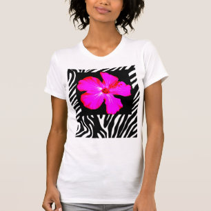 T-shirts Hibiscus no Topo do Tanque das Mulheres Impressas 