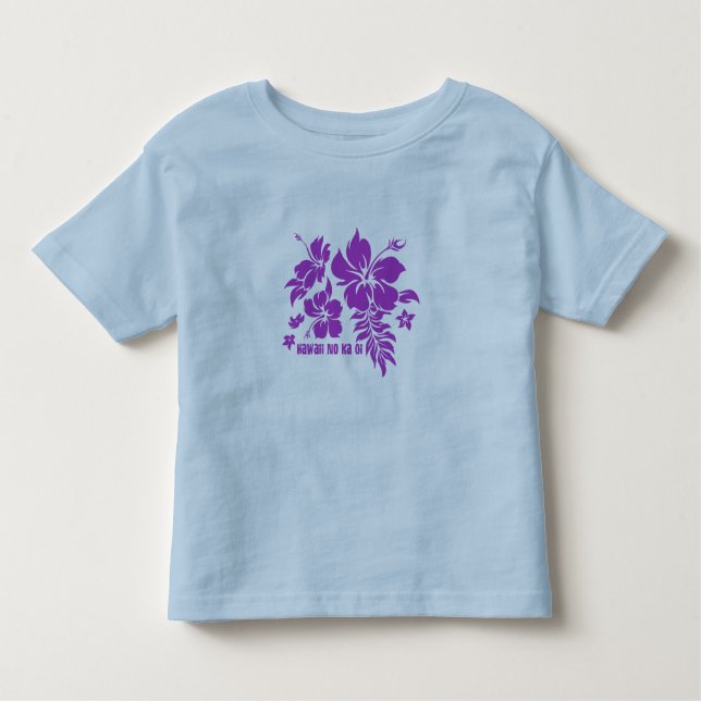 T-shirts Hibiscus Pareau Hawaiian Floral em Violet (Frente)