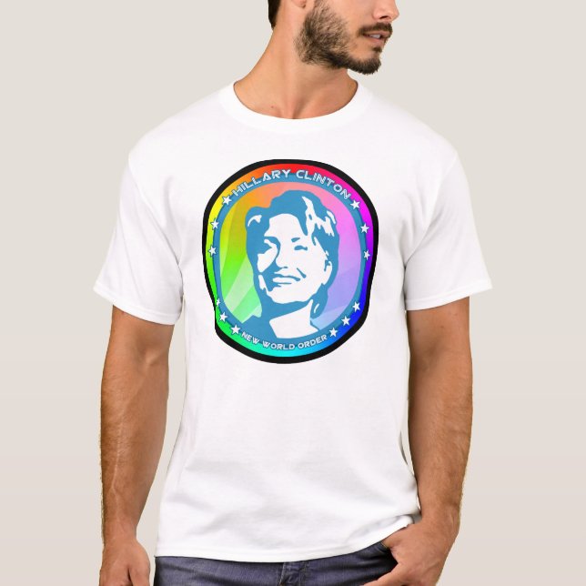 T-shirts hillary clinton. arco-íris. (Frente)