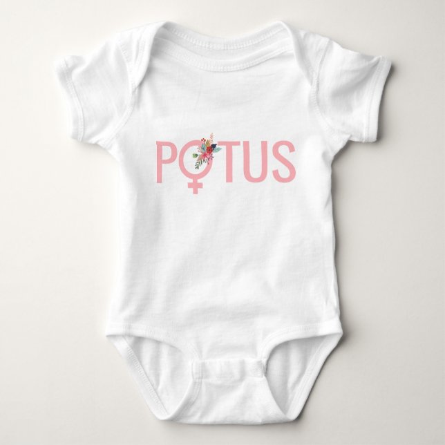 T-shirts Hillary Clinton POTUS Baby| Bebê Feminista (Frente)