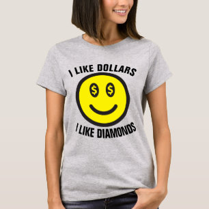 T-shirts HIP HOP, EU GOSTO DE DÓLARES E DIAMANTES