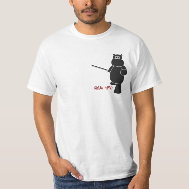 T-shirts Hipopótamo de Ninja - apronte para a ação (Frente)