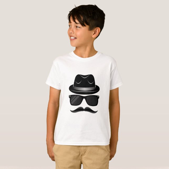 T-shirts Hipster legal com bigode, chapéu e óculos de sol (Frente Completa)
